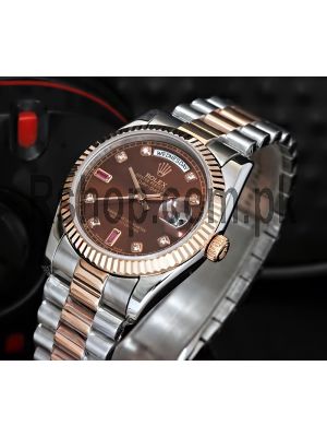 Oyster Perpetual Day-Date Two Tone Brown Dial Watch Price in Pakistan