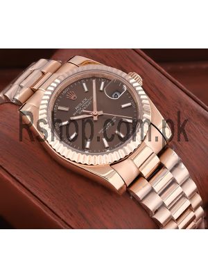 Rolex Datejust Rose Gold Brown Dial Watch  Price in Pakistan