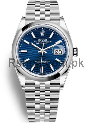 Newest Model-Rolex Datejust 36 Bright Blue Fluted Motif Dial Watch  (2021)  Price in Pakistan
