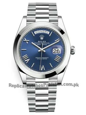 Rolex Day-Date 40 Platinum 228206 Blue Roman Dial Watch
