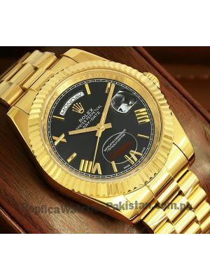 Rolex Day-Date  Yellow Gold Black Roman Dial Watch