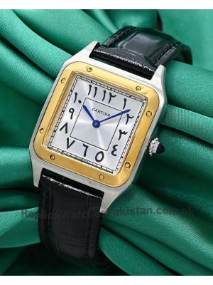 Cartier Santos Dumont Ladies Black Strap Watch