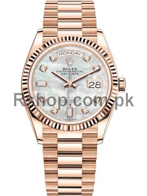 Rolex Day Date Everose Gold 128235 MOP Diamond Watch Price in Pakistan